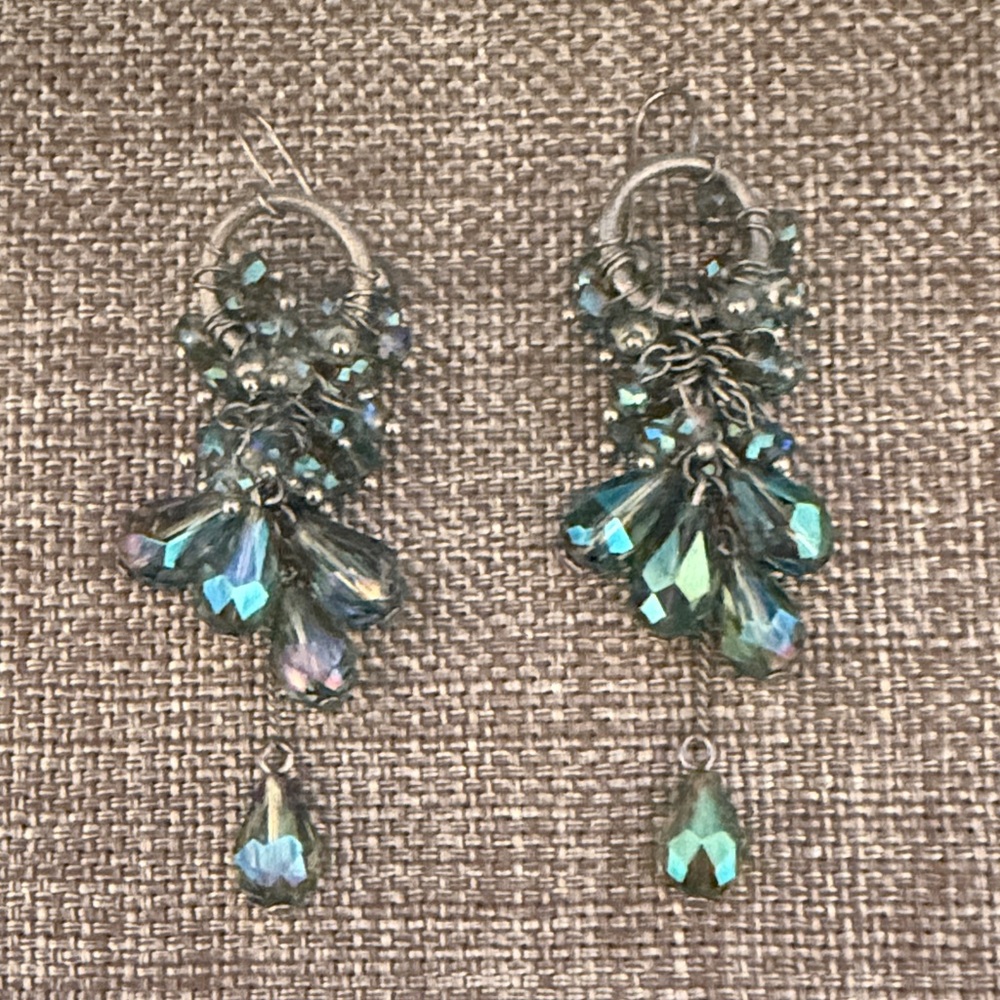 Iridescent Crystal Cluster Earrings
